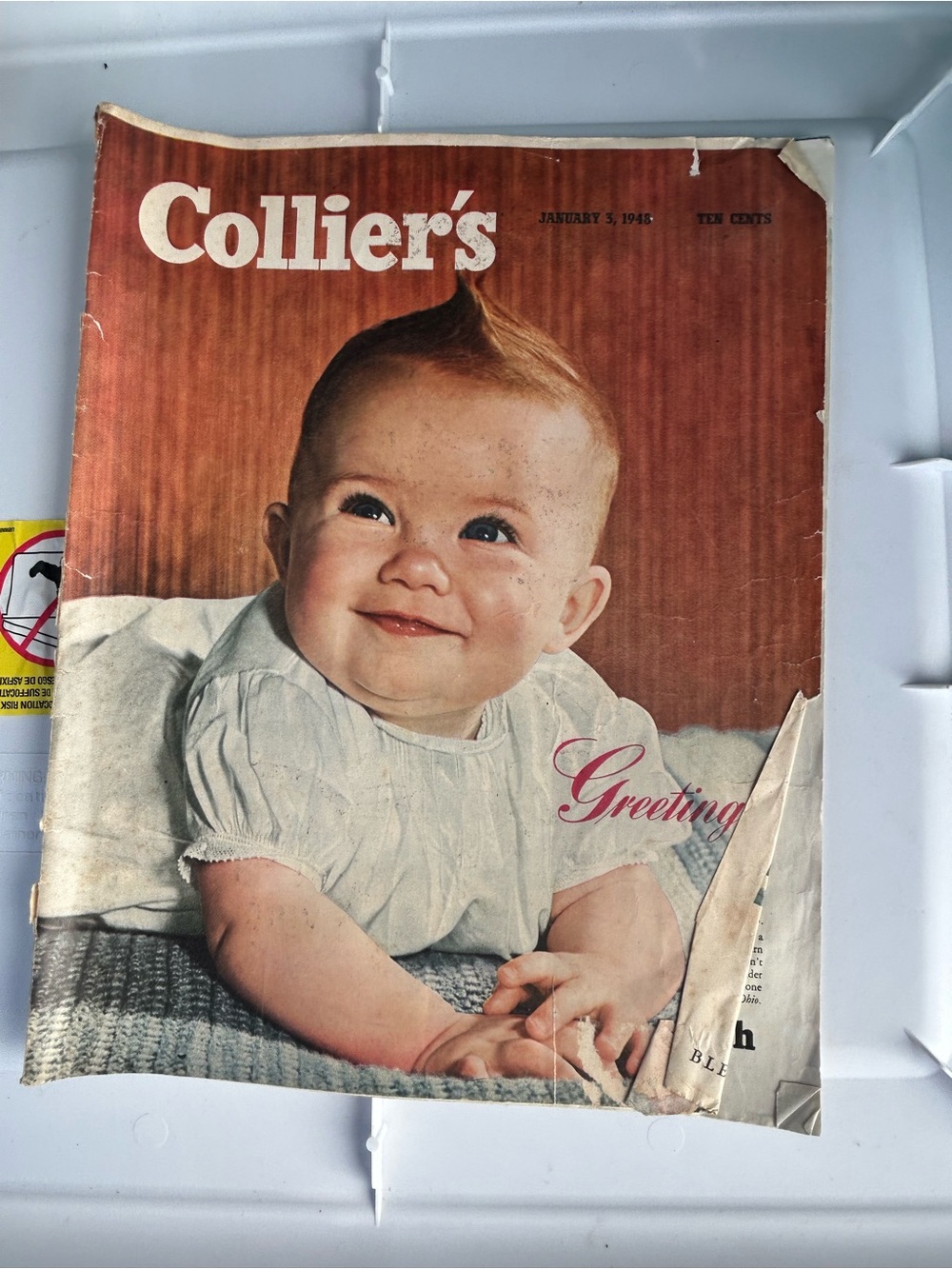 Colliers Vintage Baby Magazine Cover 1946